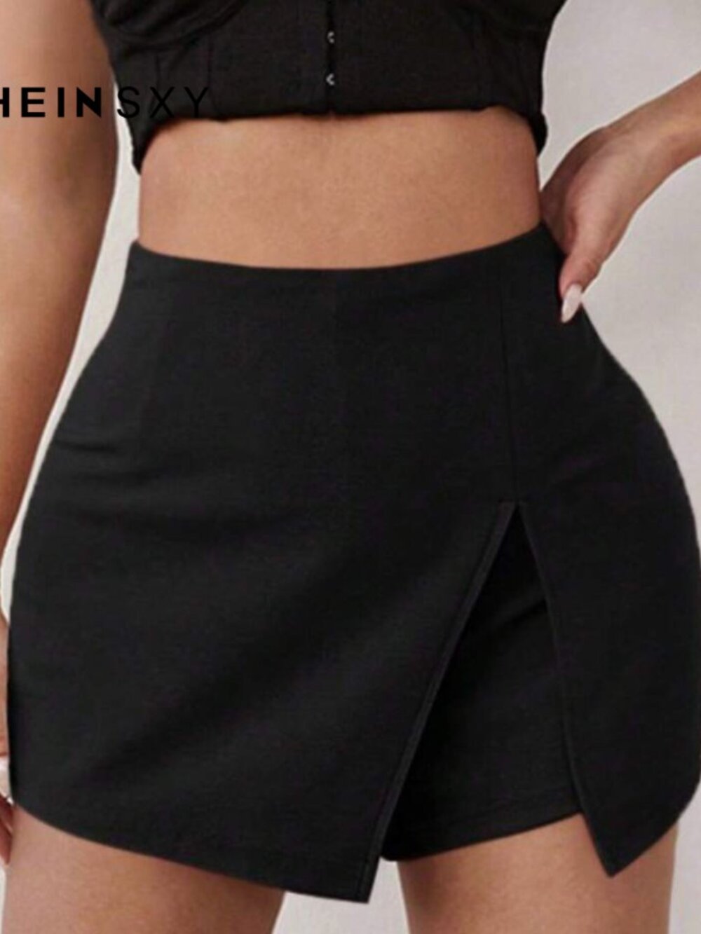 SHEIN SXY Solid Split Hem Skort